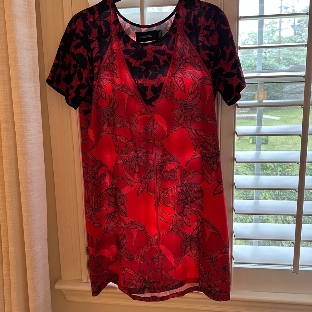 Red and Black Floral Top